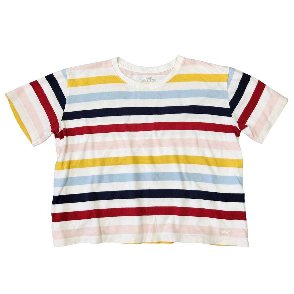 Hollister Shirt Womens M Striped Crop‎ Skater Beachy Summer Layering Coastal
